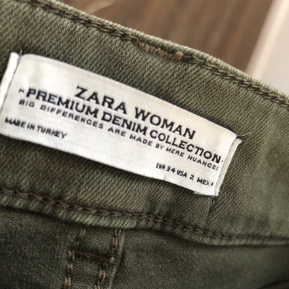 Zara Green Denim High Waist Skinny Sz 2 - Picture 7 of 7